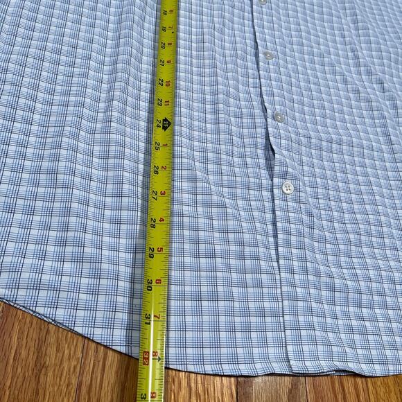 Mizzen+Main 2XL Trim White Blue Graph Check Dress Shirt Long Sleeve Button Up - Picture 5 of 9